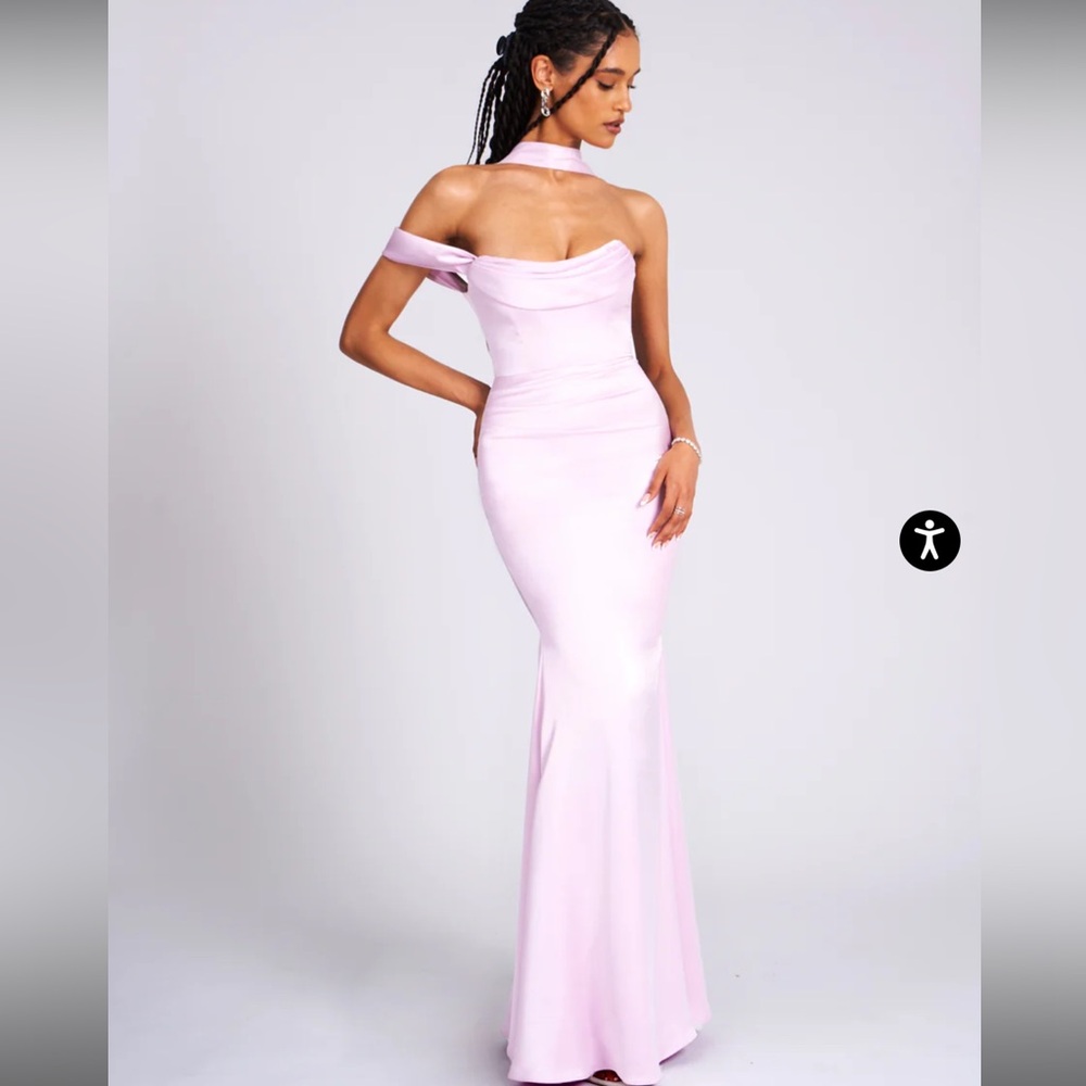 Ivona Mauve Halter Neck Double
Duchess Satin Gown